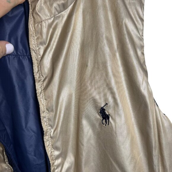 Polo Ralph Lauren Golf Women’s Size Large Reversible Puffer Vest Navy Blue Gold - Picture 5 of 13